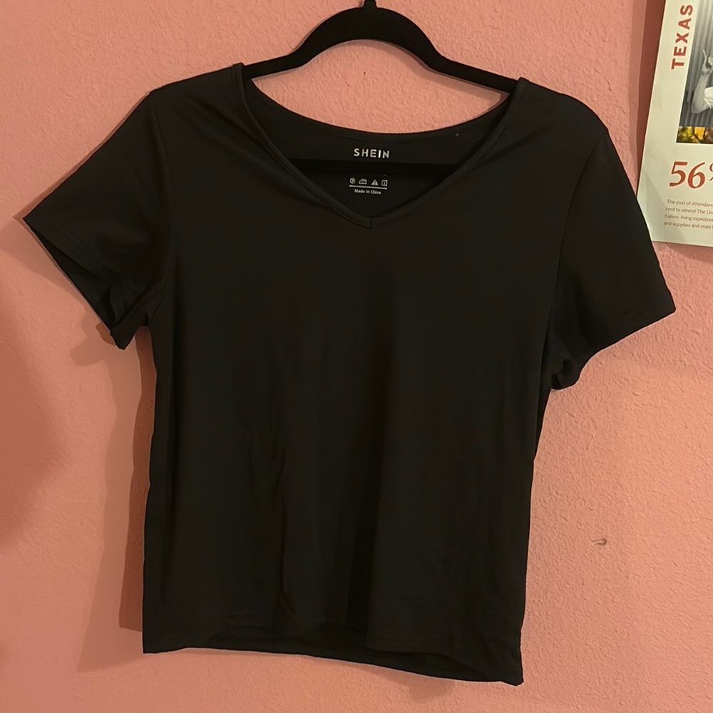 SHEIN Black Fitted Crew Neck T-Shirt